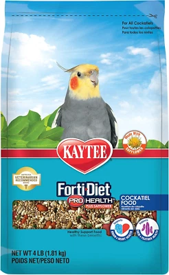 CENTRAL GARDEN & PET Kaytee Forti-Diet Pro Health Cockatiel Pet Bird Food with Safflower, 4 Pound