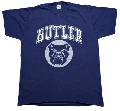 Vintage Butler Bulldogs NCAA T Shirt Mens Size Large Made in USA 90s Basketball Cover