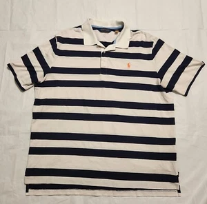 Ralph Lauren Polo Golf Mens Shirt XL Blue White Orange Pony Stripe Stretch Prep - Picture 1 of 7