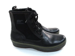 Sorel Boots Mens 13 Ankle Winter Wool Lined Black Leather Lace Up Waterproof - Picture 1 of 11