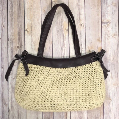 Thirty One Bolso de Hombro Cartera Bolso Tejido Cuero Paja Cierre a Presión Foto 1 de 4