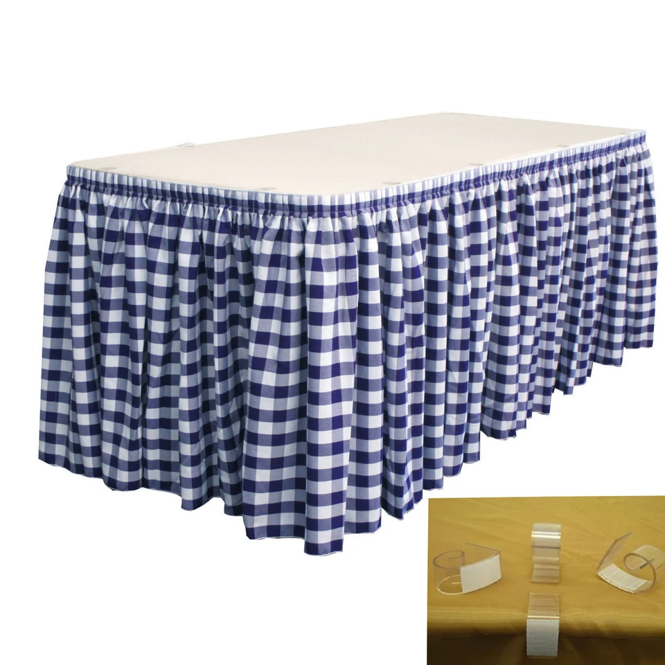 Falda de mesa a cuadros de lino LA 21 pies L por 29" H con 15 clips L. Hecho en USA Foto 1 de 1