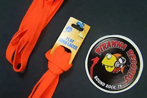 Orange dünne flache 54" x (3/8"-5/8") JN Schnürsenkel Schuhschnüre Piranha Records - Bild 1 von 3