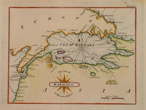 SCARCE CHART OF THE SEA OF MARMARA BY BELLIN, PUBLISHED LIVORNO 1854. - Picture 1 of 1