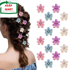 16PCS Flower Hair Claws, Crystal Mini Flower Hair Clips Small Rhinestone Hair Ba - Picture 1 of 12