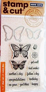 Butterfly Pair Sayings Hero Arts Clear Stamp & Cut Thin Metal Die Set DC182 NEW! - Picture 1 of 3