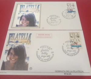 busta primo giorno filigrano 2 buste 1992 Giornata della filatelia - Foto 1 di 2