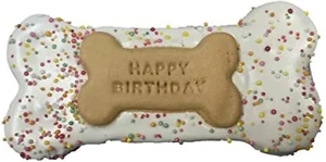 Happy Birthday Bone Cookie Dog Treat, Pink - Picture 1 of 1