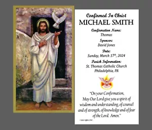 Confirmed In Christ (boy) - Personalized Laminated Prayer Cards - Pack of 35 - Picture 1 of 3
