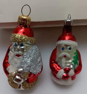 2 VINTAGE West German Mercury Glass Figural Christmas Ornaments Santa Tree - Picture 1 of 7