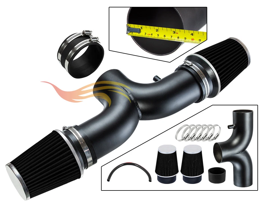 BCP RW BLACK 1997-2000 Corvette C5 5.7L V8 Dual Twin Ram Air Intake Kit+ Filter - Image 1 of 1