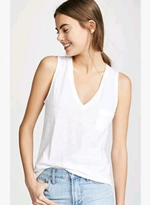 Madewell Whisper Cotton V Neck Pocket Tank In Optic White Size M - Bild 1 von 10