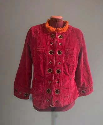 A.M.I.  Chaqueta Peplum Mezcla Pana de Ballena 4 Bolsillos Talla Mediana Ojales Abrigo Ligero Foto 1 de 4