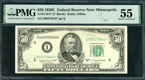 US FEDERAL RESERVE NOTE 1950C $50 FR# 2110-I* SMITH-DILLON PMG AU 55 A48 - Picture 1 of 2