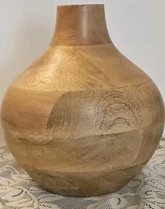 Threshold Round Solid Wood Rustic Vase Ovoid - Picture 1 of 7