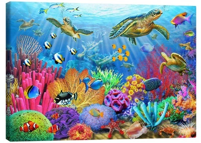 Leinwandbild Korallenriff mit Schildkröten - Adrian Chesterman - Bild 1 von 4