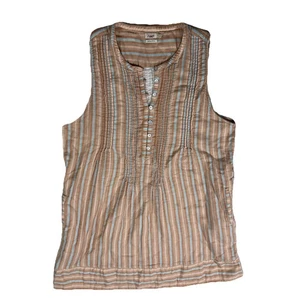 Vestido de lino Faherty Isha Plus XXL 2XL naranja Cinque Terre rayas sin mangas A3 - Imagen 1 de 6