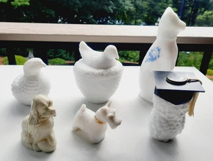 *6* Vintage Avon Milk Glass Vase Perfume Cologne~ Empty Partial Mix Bottles Lot - Picture 1 of 13