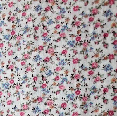Fabric Cotton 2 Yds Tiny Pink Yellow & Blue Flowers Kessler for Concord New - Image 1 of 4
