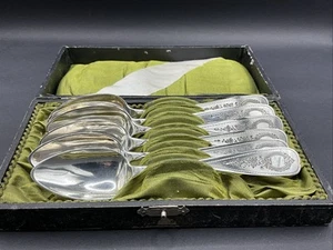 6 antike Teelöffel Jugendstil 750er Silber 12 Lot Silber Kaffeelöffel - Bild 1 von 9