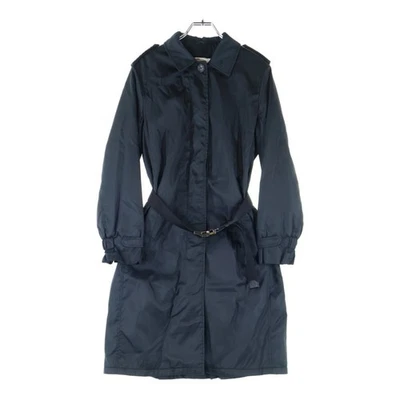 PRADA Logo Plate Buckle Saffiano Leather Belt Nylon Batting Balm Color Coat Used - Image 1 of 4