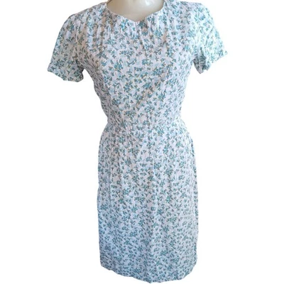 Vestido vintage para mujer 6/8 años 60 country hecho a mano 1 de 1 azul floral día de cabaña Foto 1 de 4