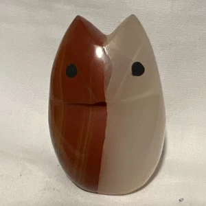 Alabaster Jaspis handgeschnitzt Eule Figur MCM modern - Bild 1 von 9