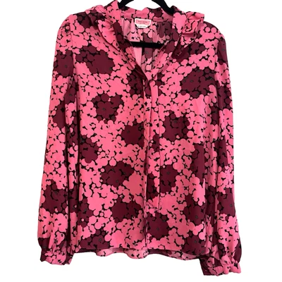 Blusa Kate Spade Corbata Frontal Popover Talla Mediana Rosa Floral Foto 1 de 4