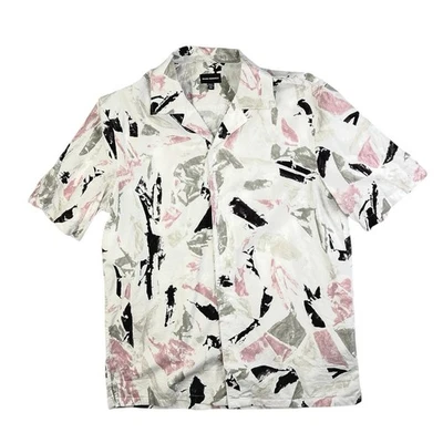 Club Monaco Men's Multicolor Block Print Short Sleeve Button Up Polo Shirt Top S - Image 1 of 4