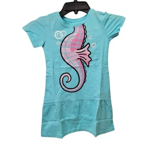 Spotted Zebra Girl's Knit Short-Sleeved Relaxed-Fit T-Shirt Dress Blue 2T - Picture 1 of 9