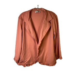 Grace Karin Damen - Größe XL - Terrakotta/Lachs Baumwolle Rüschen Open Crop Jacke - Bild 1 von 9