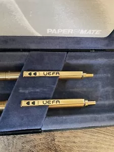 Rare UEFA Paper Mate Double Heart Gold Finish Powerpoint Ballpoint Pen Pencil - Picture 1 of 9