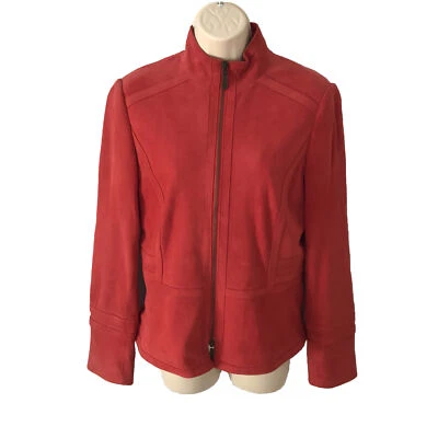 Vintage Dana Buchman Red Suede Jacket Sz 4 - Image 1 of 4