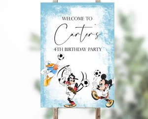 Personalised mickey mouse birthday Sign , Welcome Sign, table sign party footbal - Picture 1 of 1