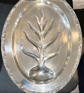 1910 Vintage 18 " WM Rogers & Son “Victorian Rose” Silver plated Oval Platter - Picture 1 of 5