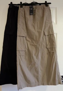 EX M&S Black / Khaki Mix  Pure Cotton Midaxi CARGO Skirt - Various - Picture 1 of 14