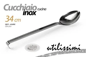 CUCCHIAIO GRANDE CUCCHIAIONE MESTOLO DA CUCINA ACCIAIO INOX 34 CM - Foto 1 di 10
