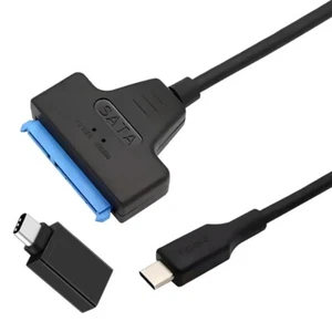 Black USB 3.0 C-type Male to SATA 22-Pin 2.5-Inch Hard Drive SSD Adapter Cable - Picture 1 of 1