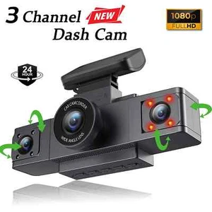 Grabadora de video con cámara de tablero de 3 canales cámara de tres lentes para automóvil con DVR de visión trasera nueva - Imagen 1 de 23