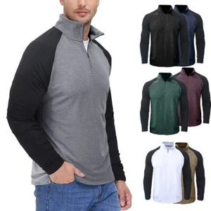 Mens Soft Half Zip Funnel Neck Pullover Sweater Long Sleeve Top S-XXL New - Picture 1 of 20