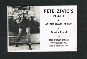 VERY RARE 2 ITEMS PETE ZIVIC boxing business card FRITZIE AD PITTSBURGH boxer - Picture 1 of 2