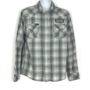 Petrol Mens Shirt Large Long Sleeve Plaid Oil Brand Shirt Green Gray Premium - Picture 1 of 9