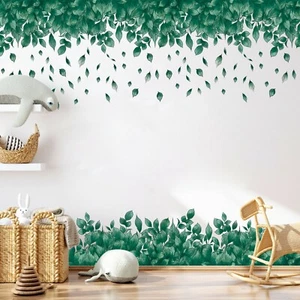 Hanging Greenery Jungle Leaves Removable Wall Decal Sticker Decor - Foto 1 di 11