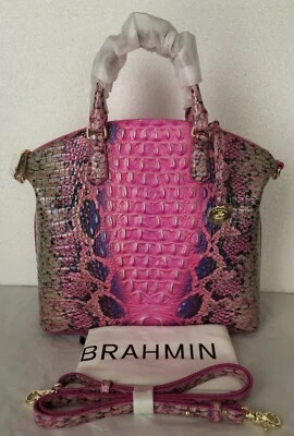 Bolso Cartera BRAHMIN Melbourne Grande DUXBURY Cuero Caliente ROSA COBRA OMBRE NUEVO CON ETIQUETAS Foto 1 de 4