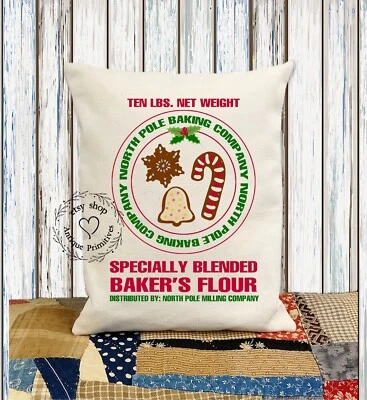 North Pole Flour Christmas Fabric Pillow #1250 - Image 1 of 4