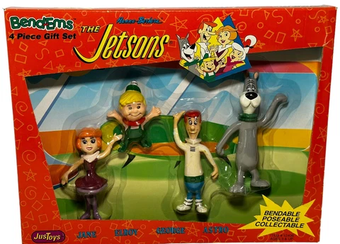 Vintage 1992 Justoys THE JETSONS Bend-Ems Jane, Elroy, George, Astro Mint in Box Cover