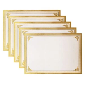 100 Sheets Certificate Papers - Blank Gold Foil Border, Letter Size 8.5x11 fo... - Picture 1 of 7