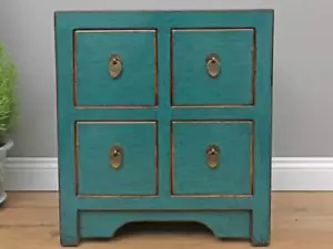 chinesische Kommode Sideboard 4 Schubladen türkis #M-KOM-A2TQ - Bild 1 von 4