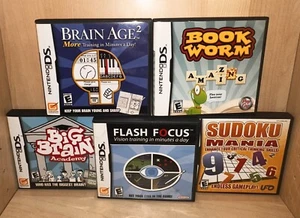 Nintendo DS Book Worm - Flash Focus - Sodoku - Brain Age 2 - Big Brain Academy - Picture 1 of 8