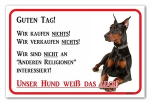 AdriLeo Schild - Vorsicht schwarzer Dobermann Wir kaufen nichts - Hund Wachhund - Bild 1 von 4